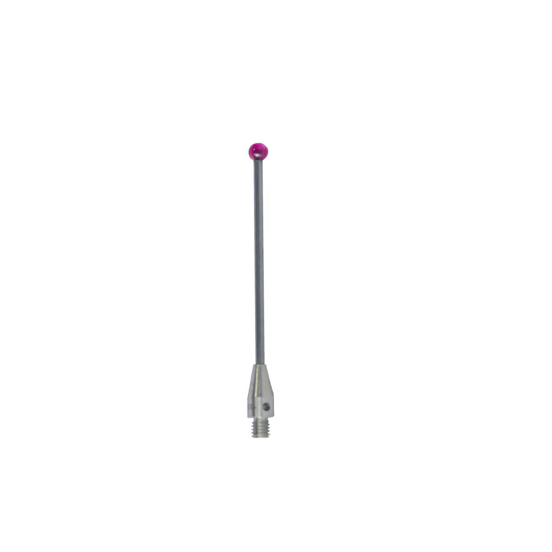 High-precision CNC stylus probe with ruby ball tip, compatible with Renishaw, Hexagon, Zeiss, Mitutoyo, BLUM, Marposs, and Heidenhain. Available in M3 threads for CMM and CNC machine tool probing
