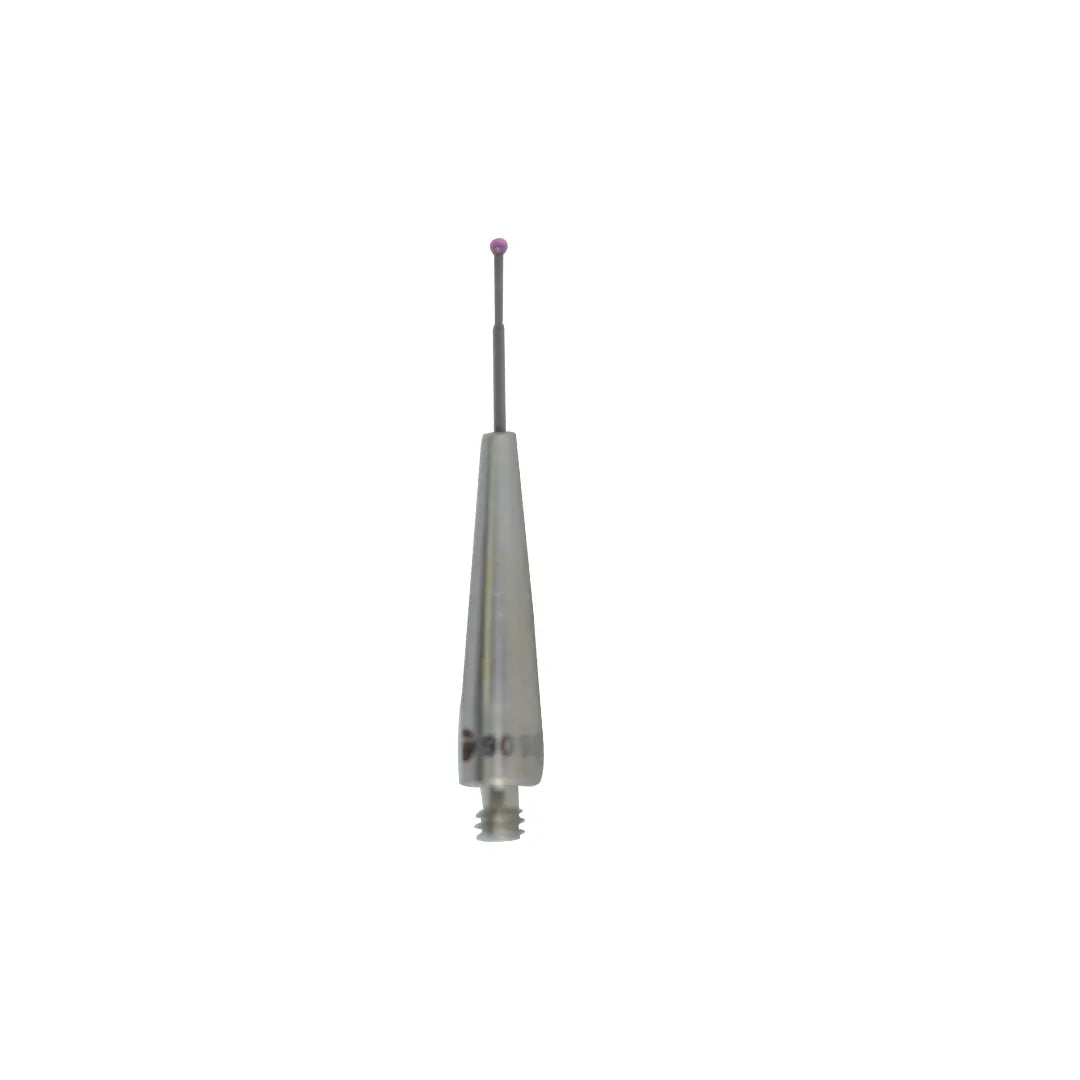 High-precision CNC stylus probe with ruby ball tip, compatible with Renishaw, Hexagon, Zeiss, Mitutoyo, BLUM, Marposs, and Heidenhain. Available in M2 threads for CMM and CNC machine tool probing