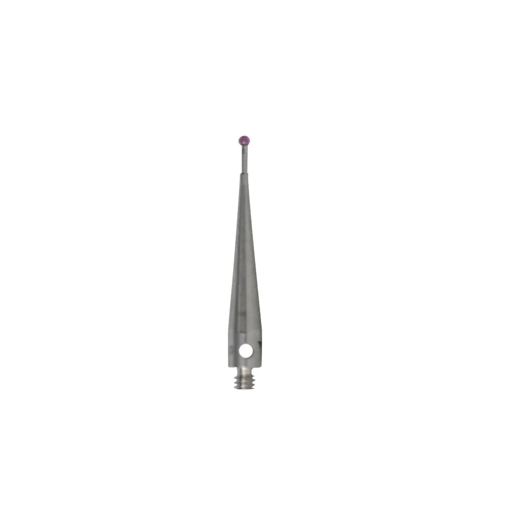 High-precision CNC stylus probe with ruby ball tip, compatible with Renishaw, Hexagon, Zeiss, Mitutoyo, BLUM, Marposs, and Heidenhain. Available in M2 threads for CMM and CNC machine tool probing