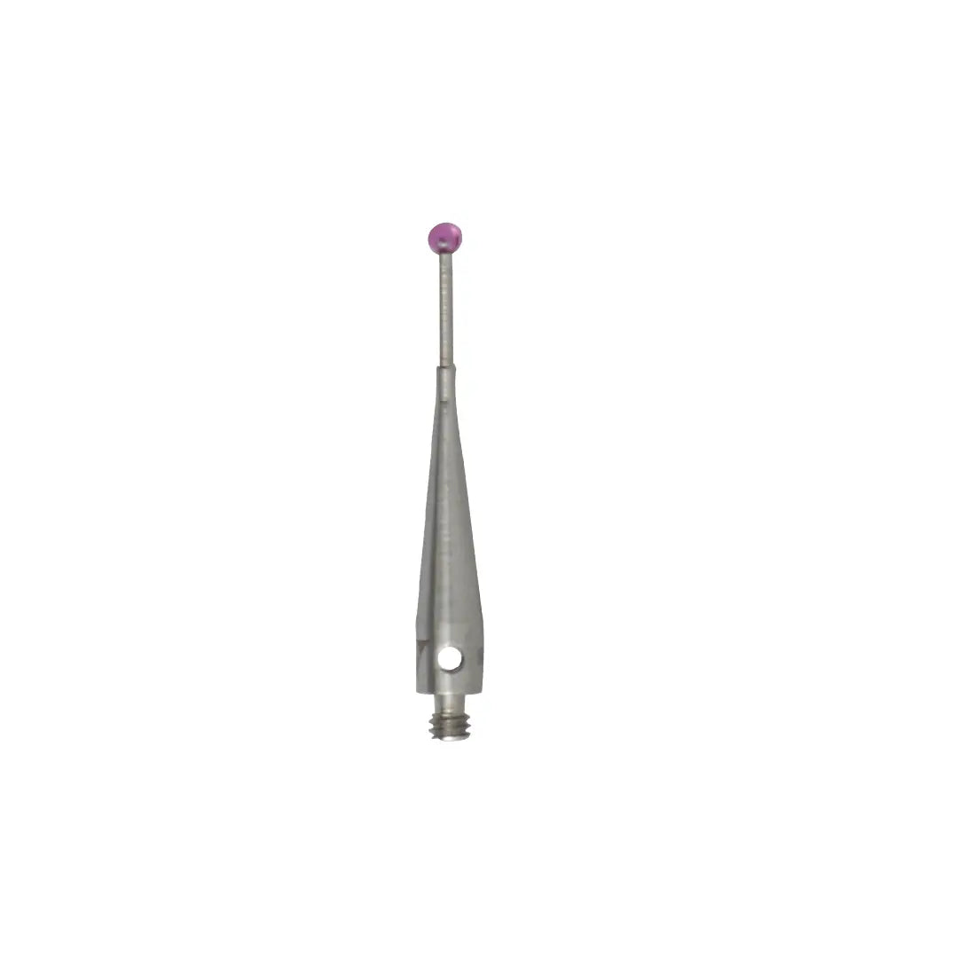 High-precision CNC stylus probe with ruby ball tip, compatible with Renishaw, Hexagon, Zeiss, Mitutoyo, BLUM, Marposs, and Heidenhain. Available in M2 threads for CMM and CNC machine tool probing