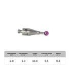 High-precision CNC stylus probe with ruby ball tip, compatible with Renishaw, Hexagon, Zeiss, Mitutoyo, BLUM, Marposs, and Heidenhain. Available in M2 threads for CMM and CNC machine tool probing