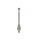 High-precision CNC stylus probe with ruby ball tip, compatible with Renishaw, Hexagon, Zeiss, Mitutoyo, BLUM, Marposs, and Heidenhain. Available in M2 threads for CMM and CNC machine tool probing