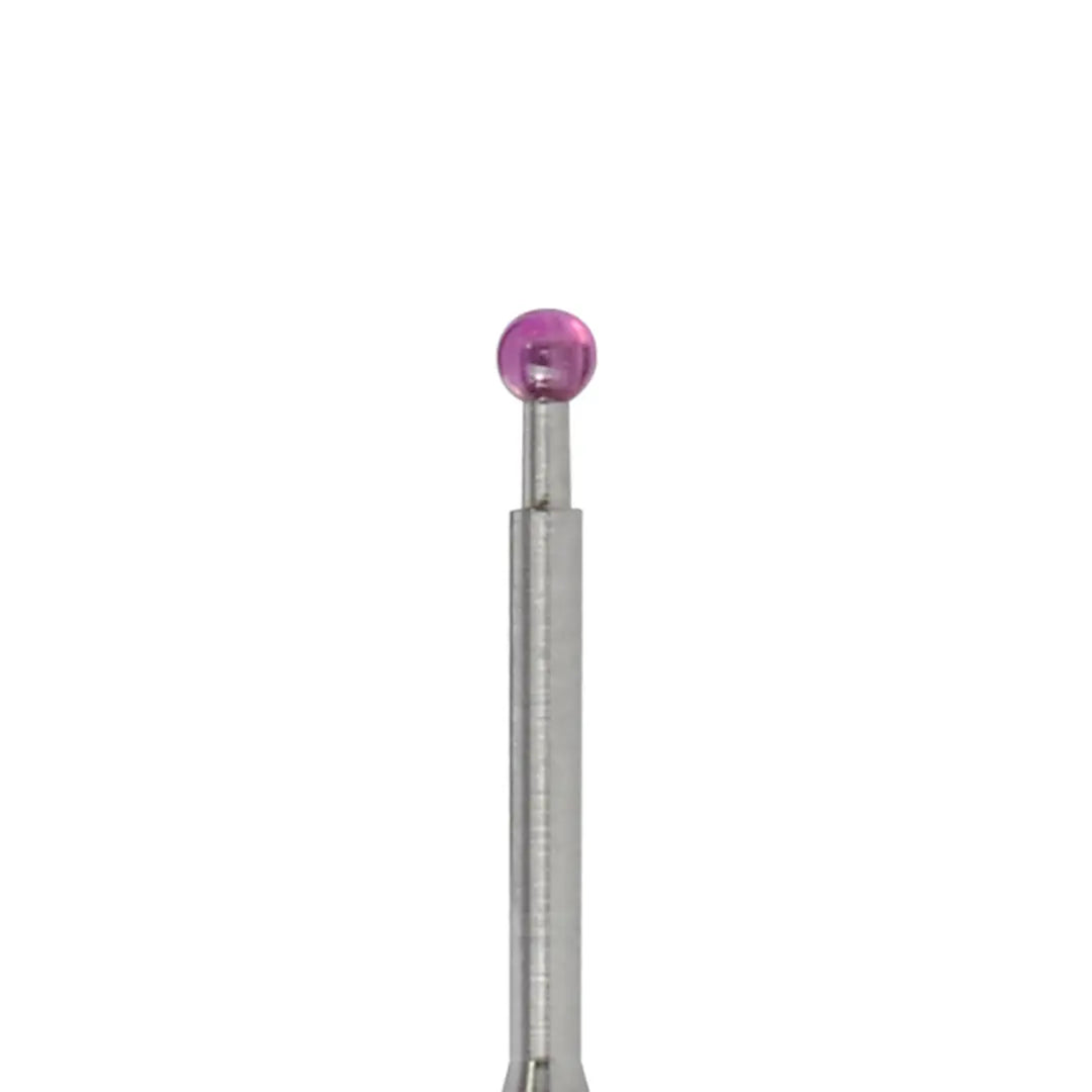 High-precision CNC stylus probe with ruby ball tip, compatible with Renishaw, Hexagon, Zeiss, Mitutoyo, BLUM, Marposs, and Heidenhain. Available in M2 threads for CMM and CNC machine tool probing