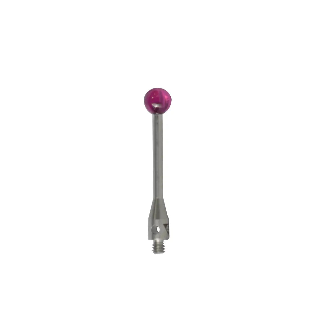 High-precision CNC stylus probe with ruby ball tip, compatible with Renishaw, Hexagon, Zeiss, Mitutoyo, BLUM, Marposs, and Heidenhain. Available in M2 threads for CMM and CNC machine tool probing