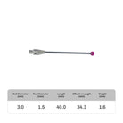 High-precision CNC stylus probe with ruby ball tip, compatible with Renishaw, Hexagon, Zeiss, Mitutoyo, BLUM, Marposs, and Heidenhain. Available in M3 threads for CMM and CNC machine tool probing