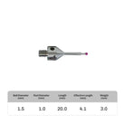 High-precision CNC stylus probe with ruby ball tip, compatible with Renishaw, Hexagon, Zeiss, Mitutoyo, BLUM, Marposs, and Heidenhain. Available in M4 threads for CMM and CNC machine tool probing