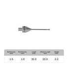 High-precision CNC stylus probe with ruby ball tip, compatible with Renishaw, Hexagon, Zeiss, Mitutoyo, BLUM, Marposs, and Heidenhain. Available in M4 threads for CMM and CNC machine tool probing