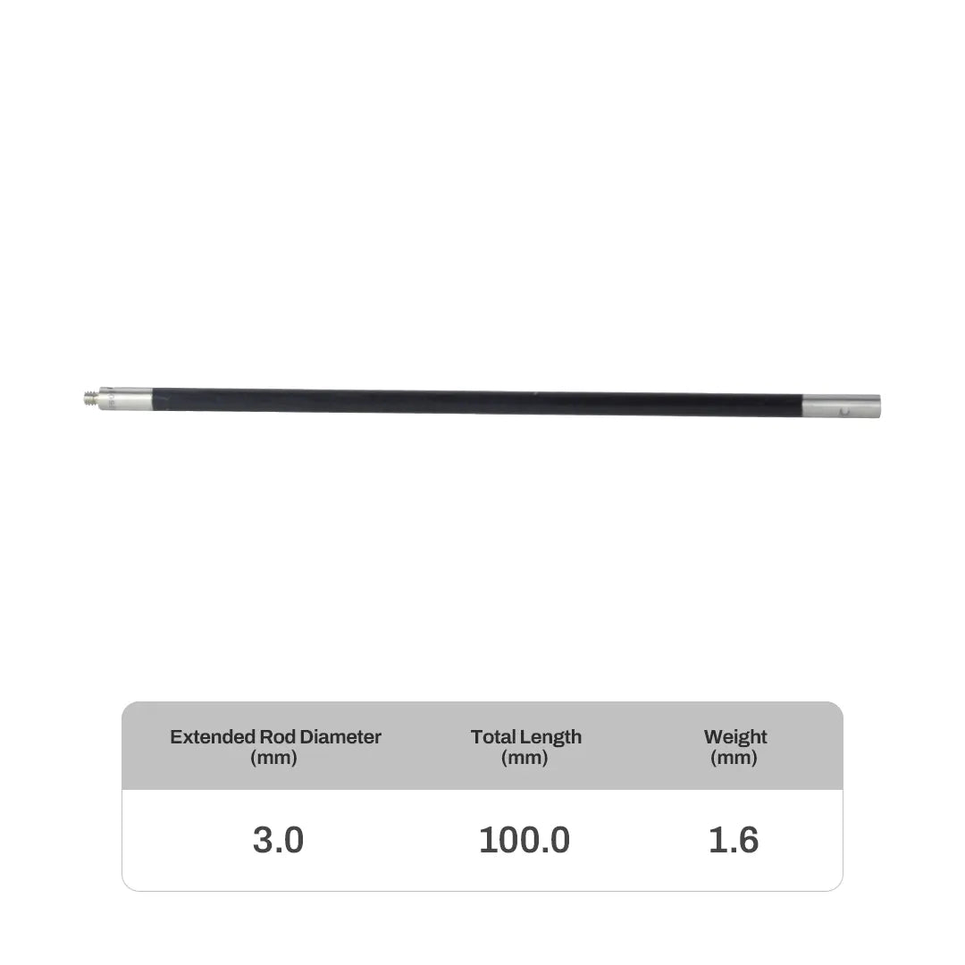 M2 carbon fiber probe extension for CMM systems, compatible with Renishaw, Hexagon, Zeiss, Mitutoyo, and more. High-precision, corrosion-resistant extension for deep cavity and complex measurements.