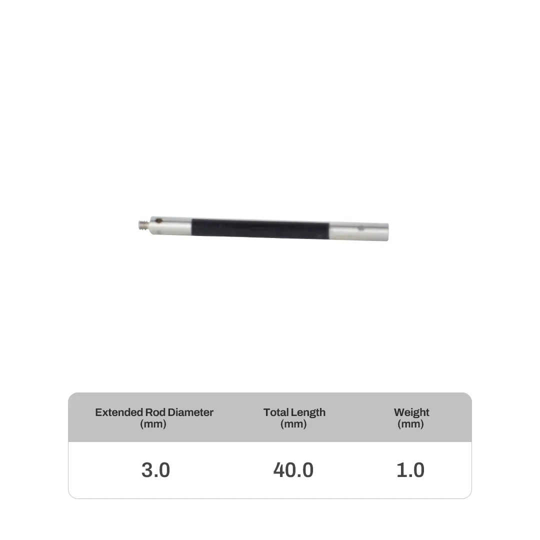 M2 carbon fiber probe extension for CMM systems, compatible with Renishaw, Hexagon, Zeiss, Mitutoyo, and more. High-precision, corrosion-resistant extension for deep cavity and complex measurements.