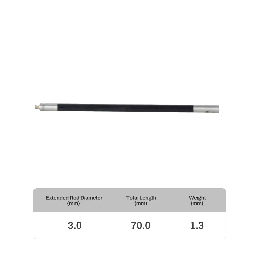 M2 carbon fiber probe extension for CMM systems, compatible with Renishaw, Hexagon, Zeiss, Mitutoyo, and more. High-precision, corrosion-resistant extension for deep cavity and complex measurements.